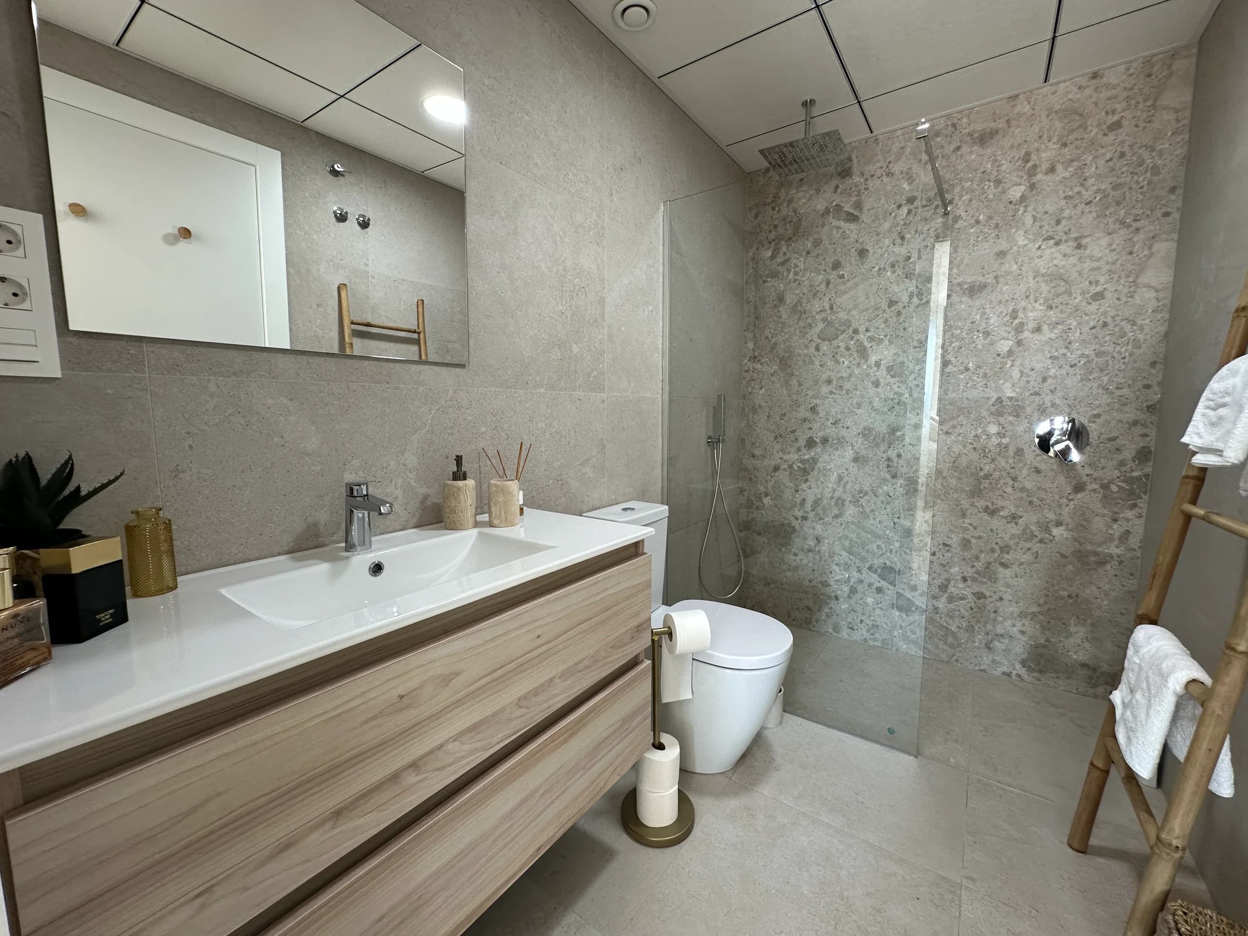 Villa Bella Sol — bathroom detail with shower and fittings